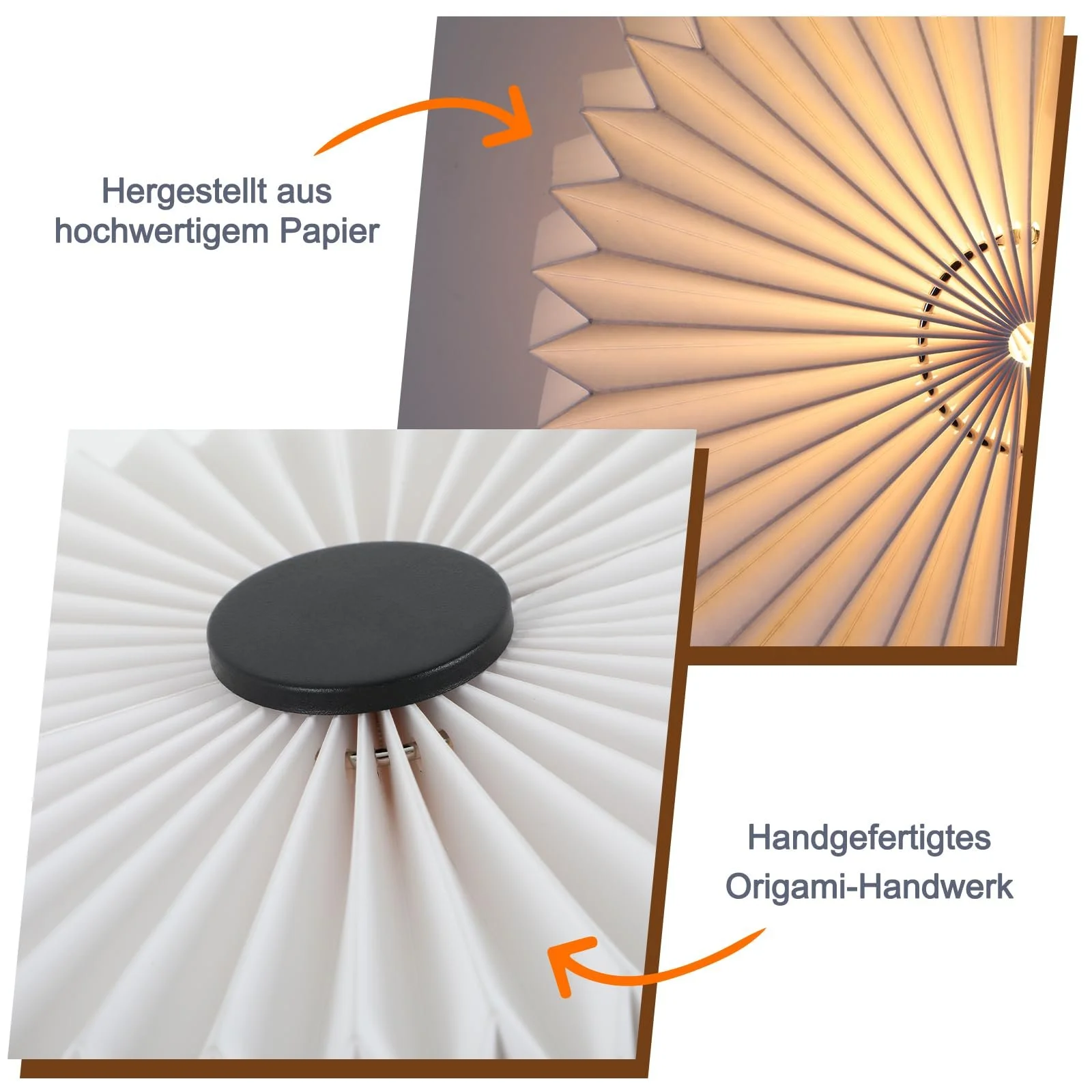 Настільна лампа ZMH Bedside Lamp приліжкова з кабелем паперовий абажур дизайн оригамі (без лампочки), фото №5