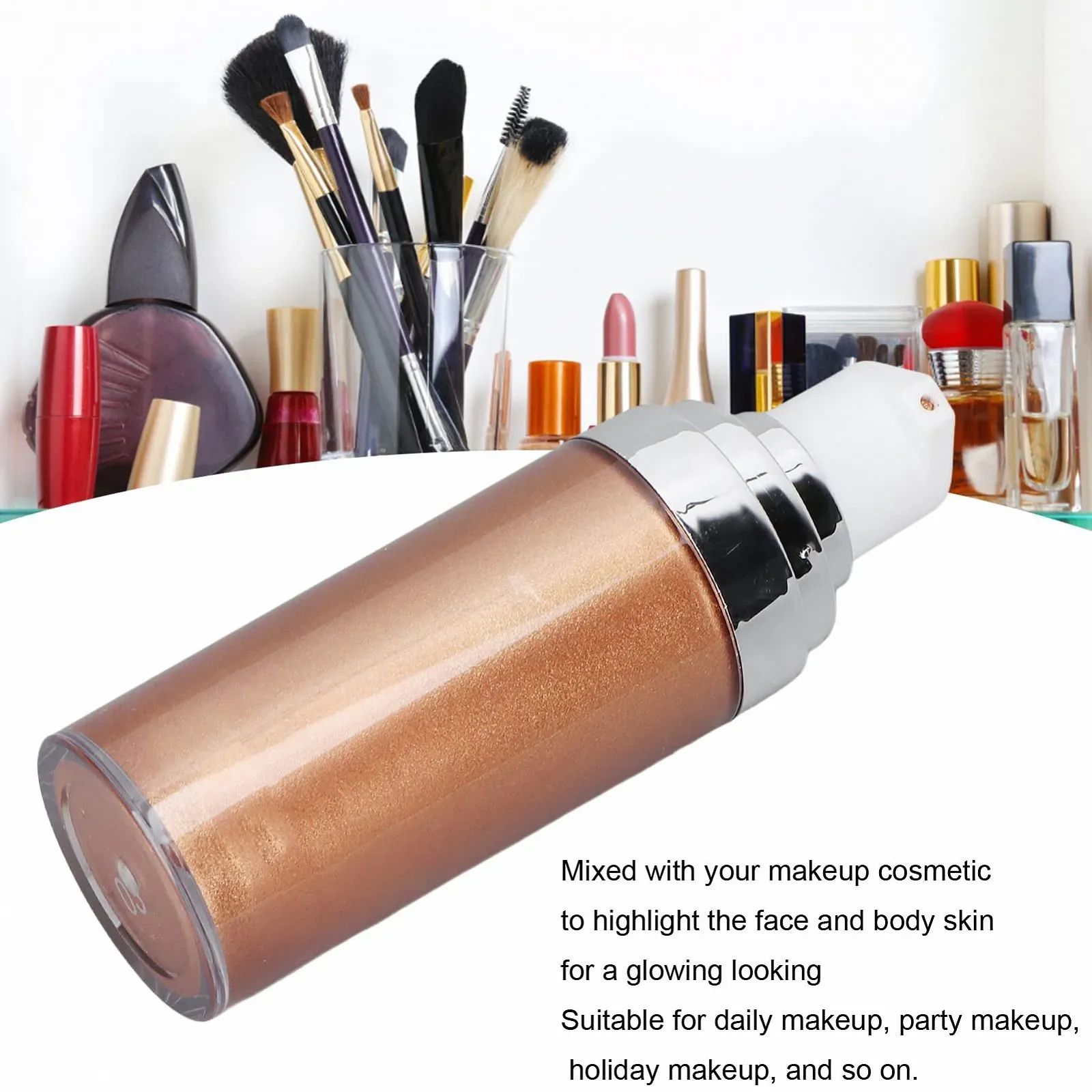 Лосьйон для тіла Shimmering, зволожуючий, розгладжуючий, освітлюючий, блискучий, для вечірнього макіяжу #3 Bronze Gold, фото №4