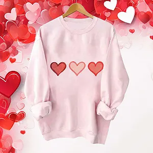 Пуловер Ybing День Святого Валентина Женская Толстовка с принтом сердца Без капюшона Элегантная блузка с круглым вырезом Облегающий крой Спущенные плечи Рубашка с длинными рукавами Теплый джемпер с длинными рукавами Базовый Топ для девочек-подростков synthetic.ua - Фото 1