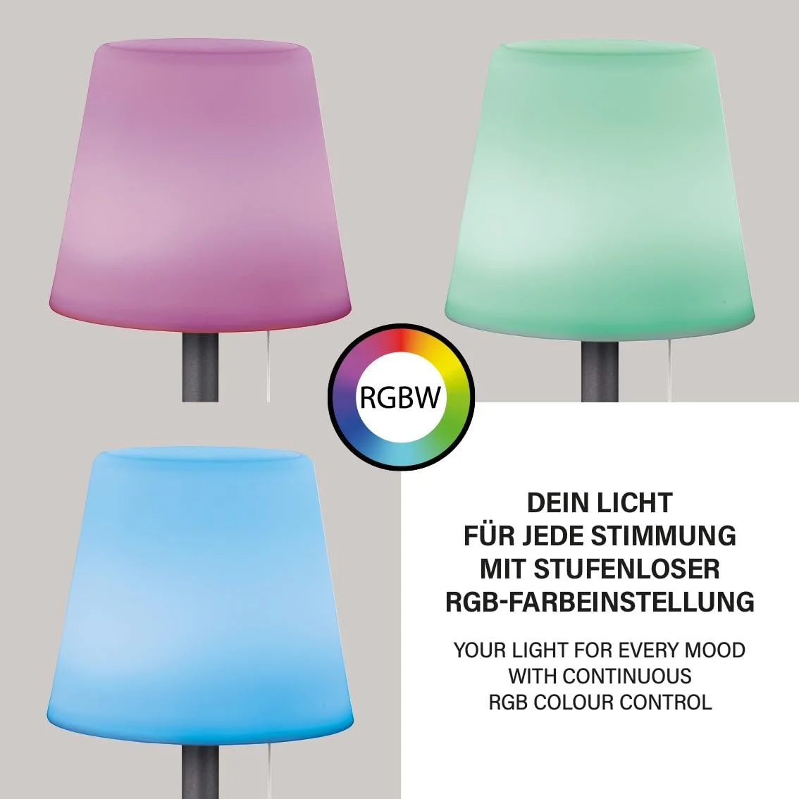 Настільна лампа FHL Easy 850135 акумуляторна садова RGB IP44 Білий/Пісочний антрацит, фото №4