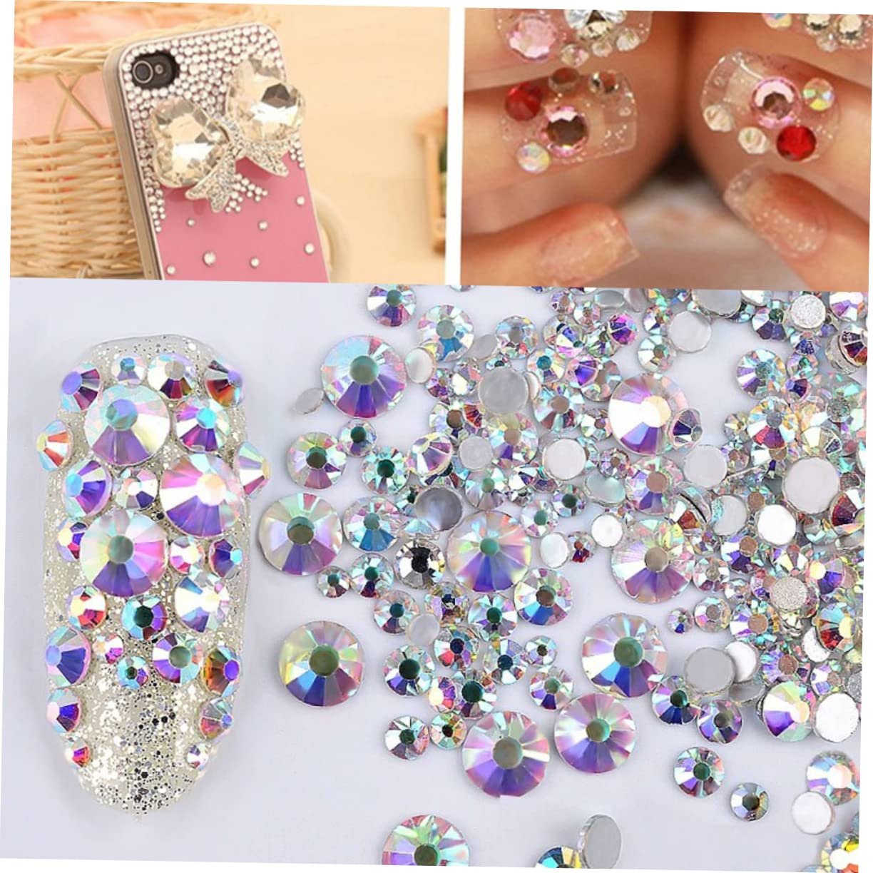 Стразы для ногтей круглые Crystal AB FRCOLOR 1440 шт., фото №4