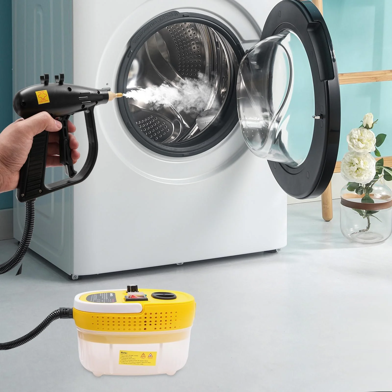 Пароочисник високого тиску 2500W 1.2L з розпилювачем Жовтий, фото №2