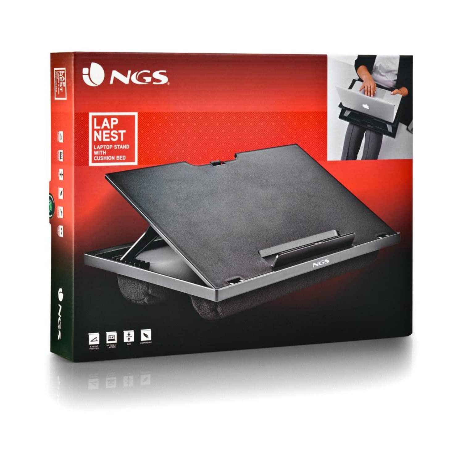 Подставка для ноутбука NGS LAPNEST Многофункциональная и эргономичная для ноутбуков до 15.6 дюймов с мягким основанием, регулируемая по 8 уровням высоты, фото №9