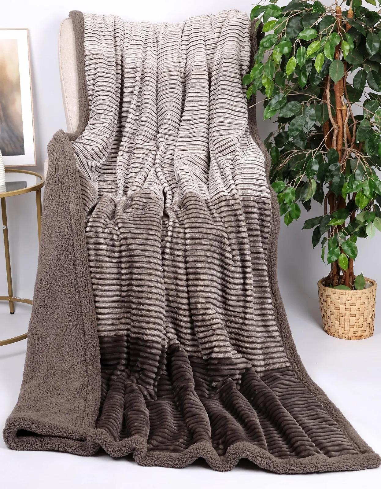 Покривало Плюшева Betz Florence XXL 150 x 200 см Taupe, фото №3