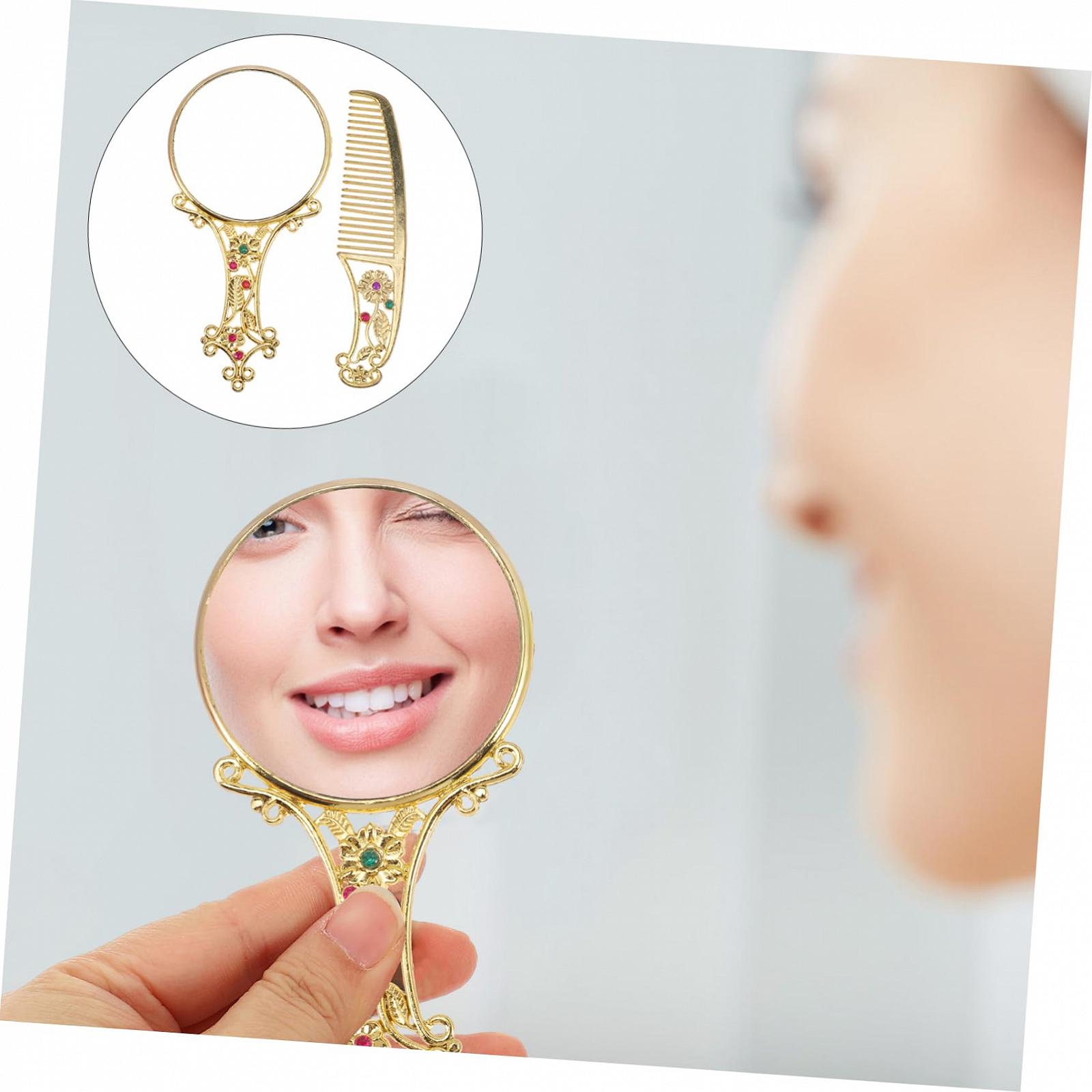 Зеркало Angoily Taschenspiegel 3 Sätze Ретро с ручкой метало Европейский стиль маленькое ручное, фото №6