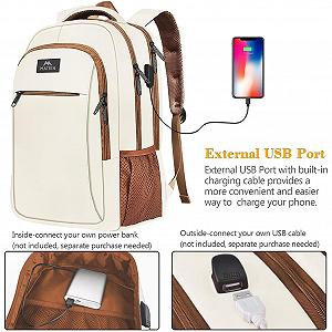Рюкзак для ноутбука MATEIN Business Laptop Backpack 15.6 Inch з USB-портом водовідштовхувальний Бежево-коричневий synthetic.ua - Фото 1