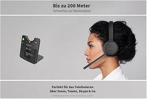 Навушники GEQUDIO GC-4 DECT і Bluetooth з активним придушенням шуму і гібридним придушенням шуму на 2 вуха з базовою станцією synthetic.ua - Фото 1