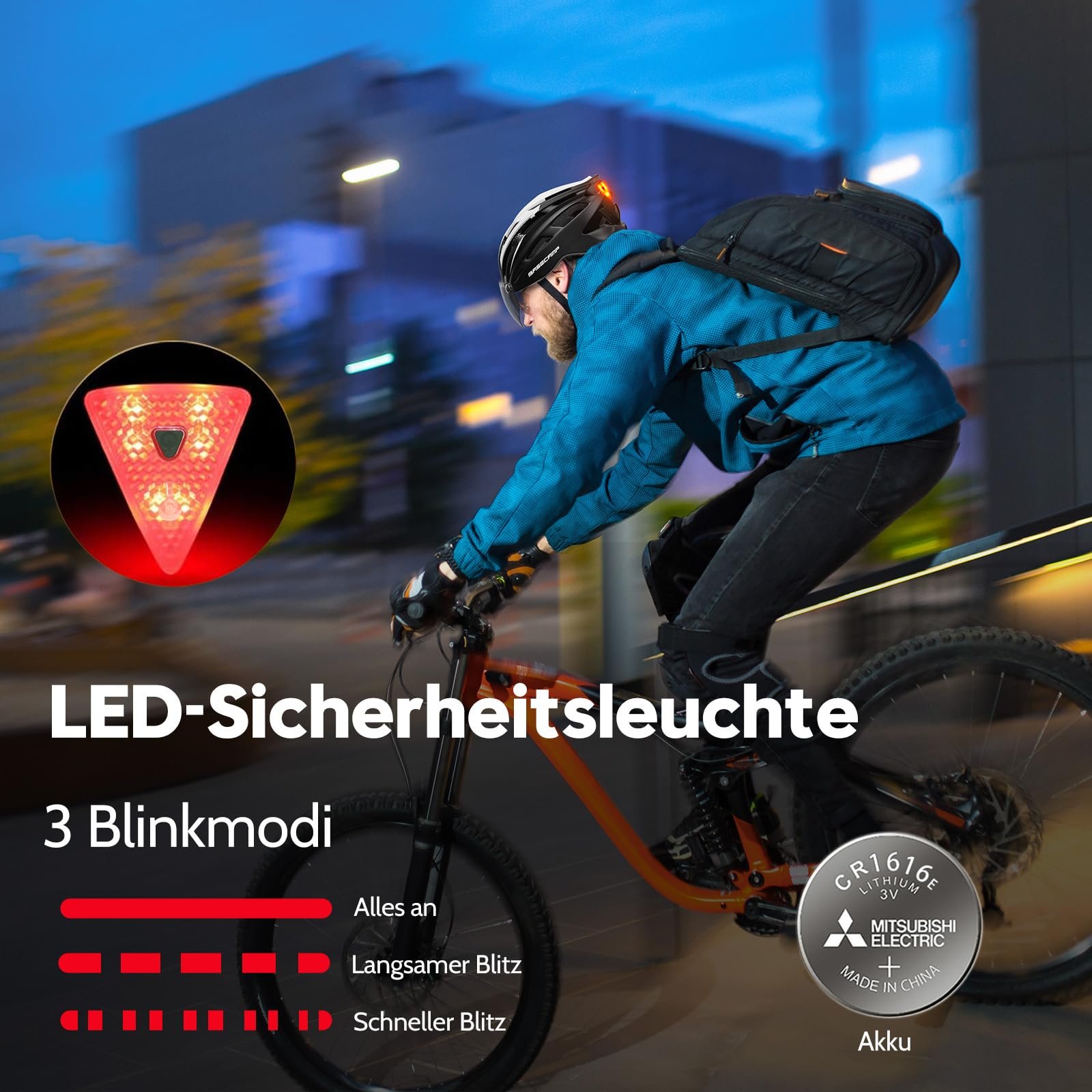 Шолом KINGLEAD MTB з магнітним візором та LED заднім ліхтарем, фото №3