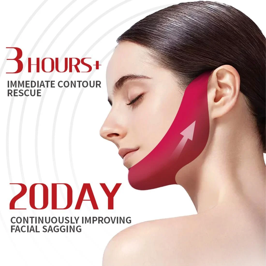 Набор масок для подтяжки V-линии QEQSHQO, для подтяжки двойного подбородка, увлажняющая гиалуроновая маска, маска V-образной формы против морщин, 3 шт, фото №6