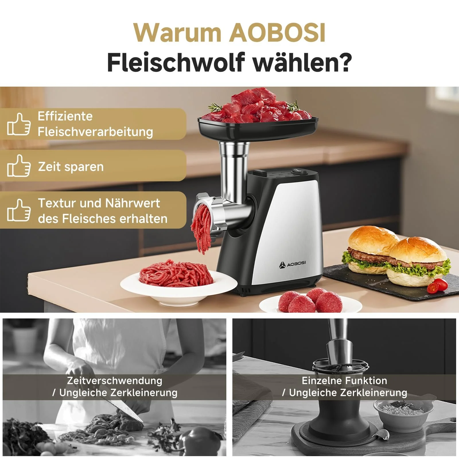 Мясорубка AAOBOSI 2800 Вт Stainless Steel, фото №4 Мясорубка AAOBOSI 2800 Вт Stainless Steel, фото №4