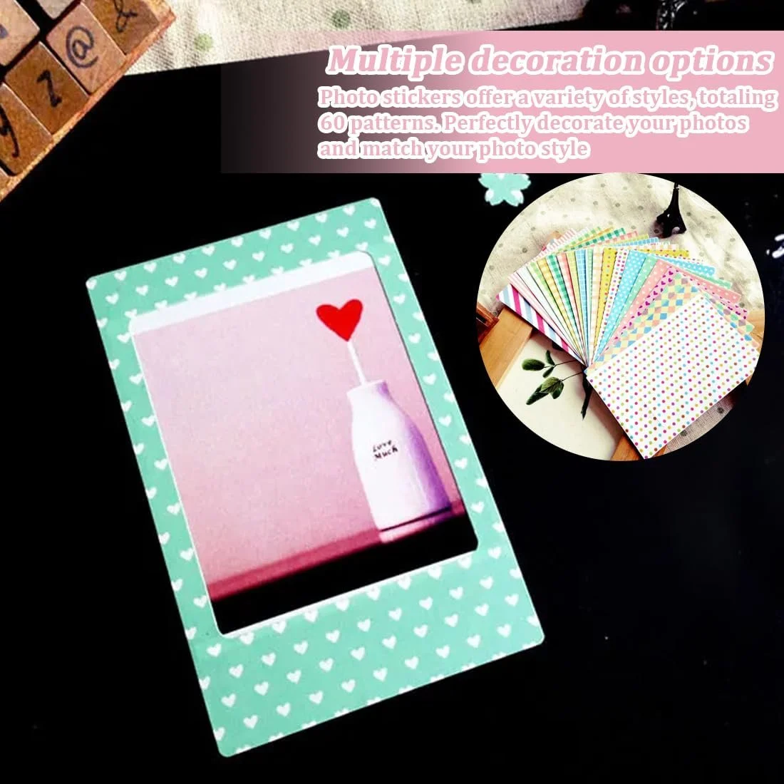 Набір стікерів для фото 60 Pcs Colourful Film Sticker Set for Fujifilm Instax Mini, фото №5