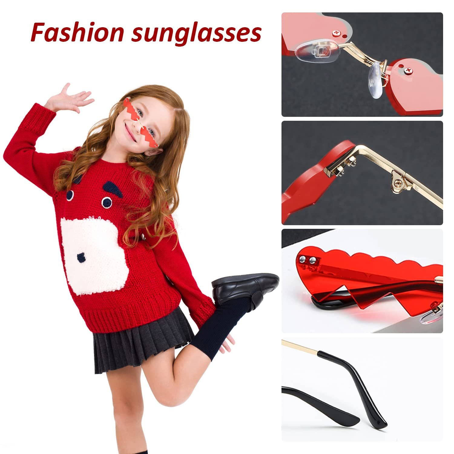 Сонцезахисні Окуляри Серце TIANNAIT Пара З Сумкою для Окулярів Незвичайної Форми, фото №4