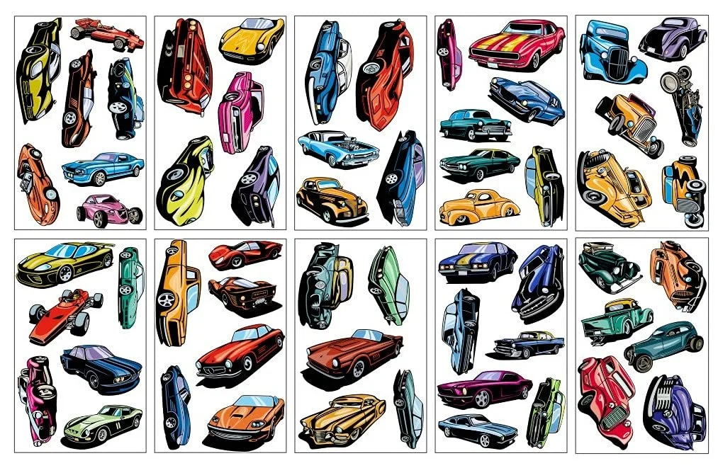 Наклейки на стену Mega Cars Supercars Set 60 Hot Rod Muscle Car 10x 16x26 см, фото №1