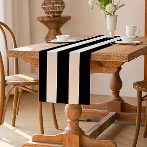 Ранер для столу Modern Striped у смужку чорно-білий 40 x 140 см ціна на synthetic.ua - Фото 1 Ранер для столу Modern Striped у смужку чорно-білий 40 x 140 см synthetic.ua - Фото 1