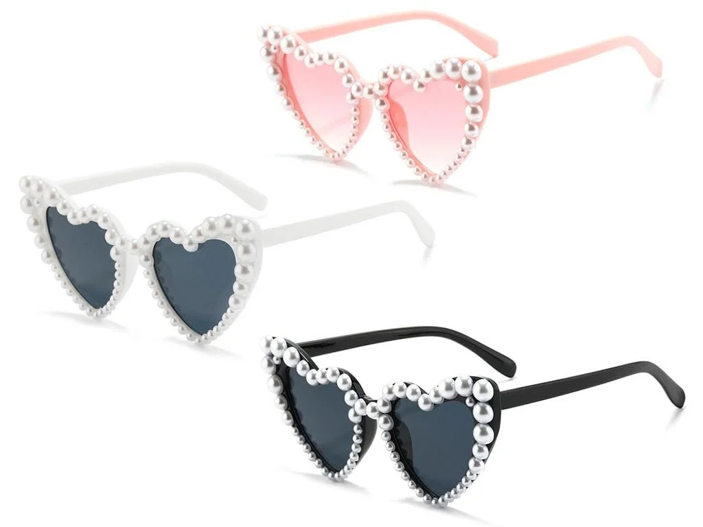 Солнцезащитные очки в форме сердца Hitopin с жемчугом розовые (3 шт.), фото №1 Солнцезащитные очки в форме сердца Hitopin с жемчугом розовые (3 шт.), фото №1