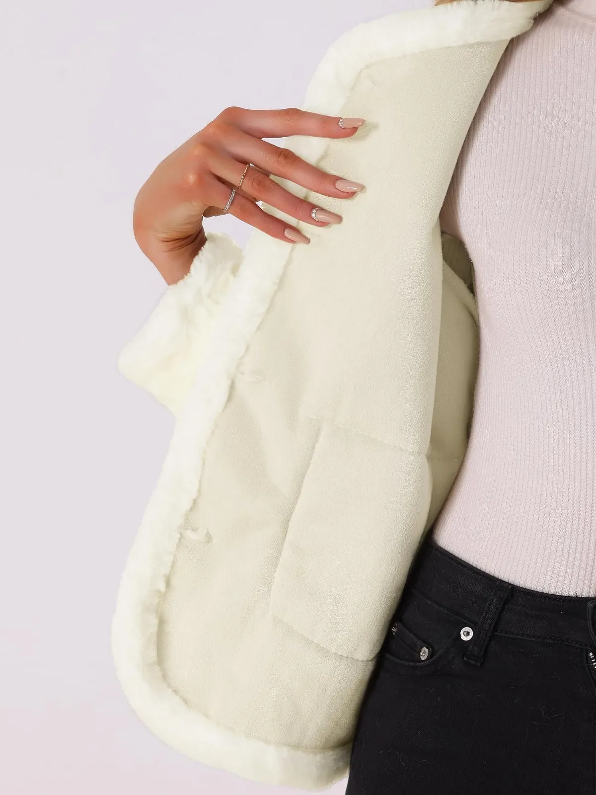 Пальто Allegra K Штучне хутро Однобортне Довгий рукав Тепле Зимове Пальто Плюшеве, фото №5 Пальто Allegra K Штучне хутро Однобортне Довгий рукав Тепле Зимове Пальто Плюшеве, фото №5