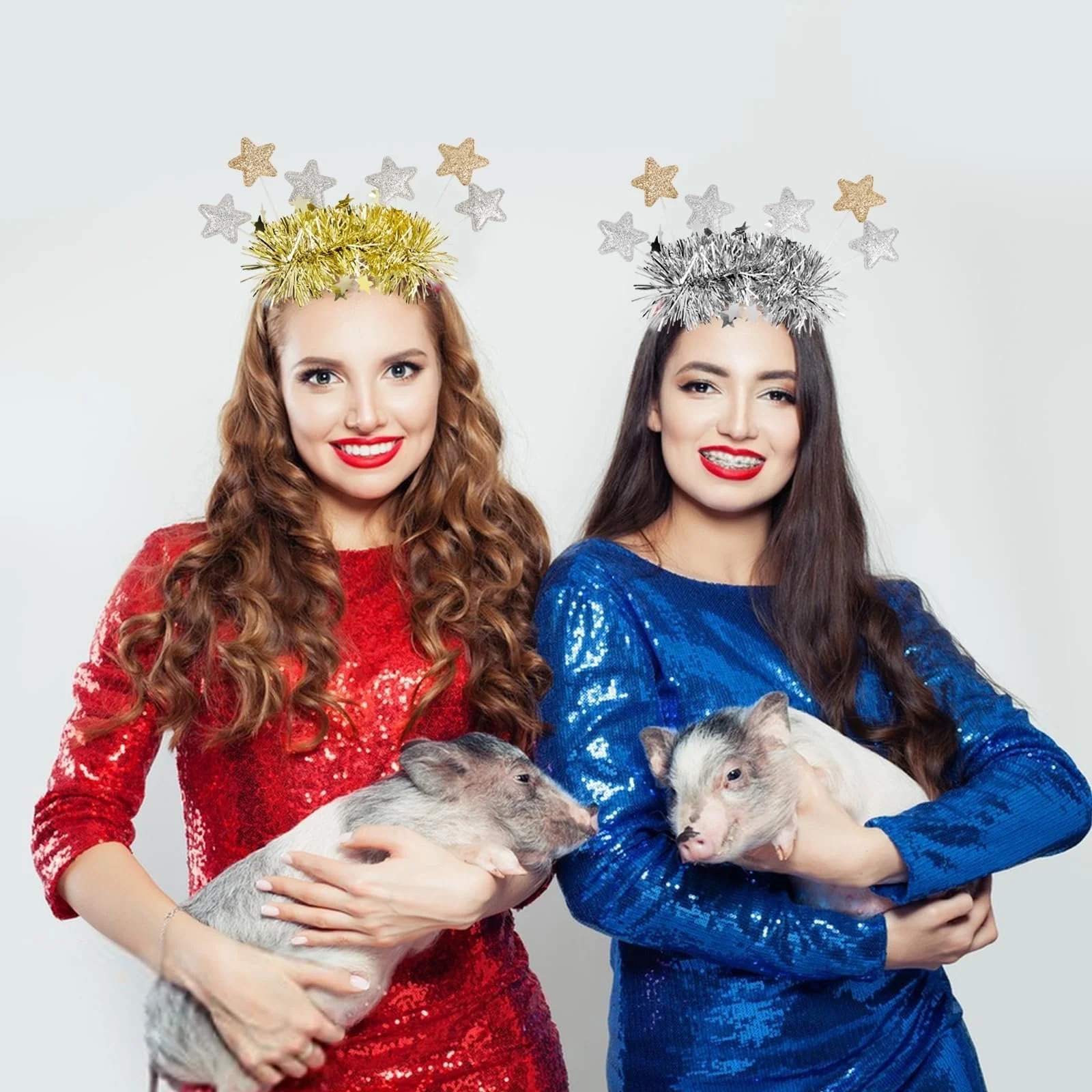 Обруч Рождественские звезды с блестками, 2 шт., фото №5