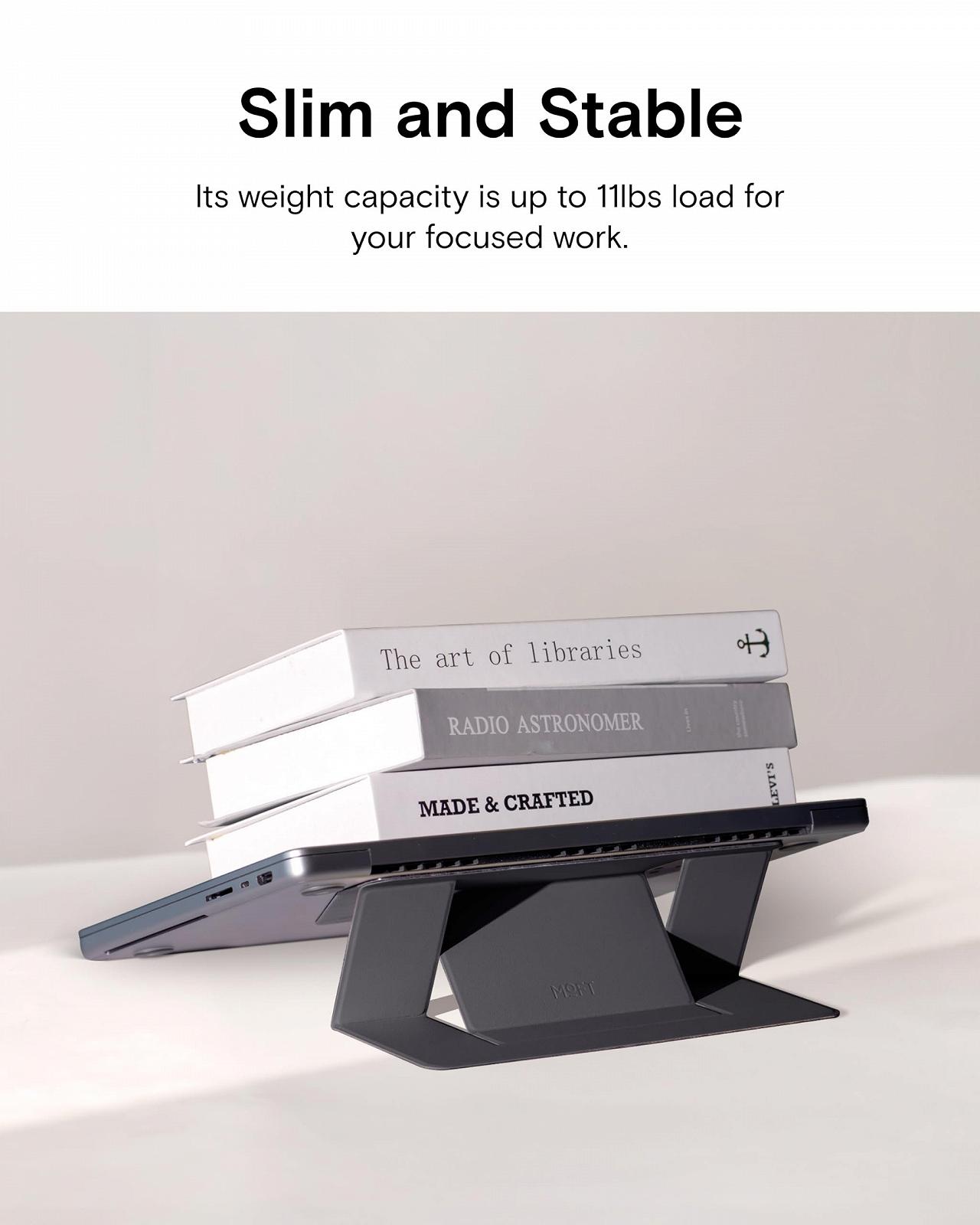 Підставка для ноутбука MOFT, складана для ноутбука з 2 регульованими кутами, покращує поставу, сумісна з MacBook Air, MacBook Pro 11-16 дюймів, самоклеюча, чорна, фото №6