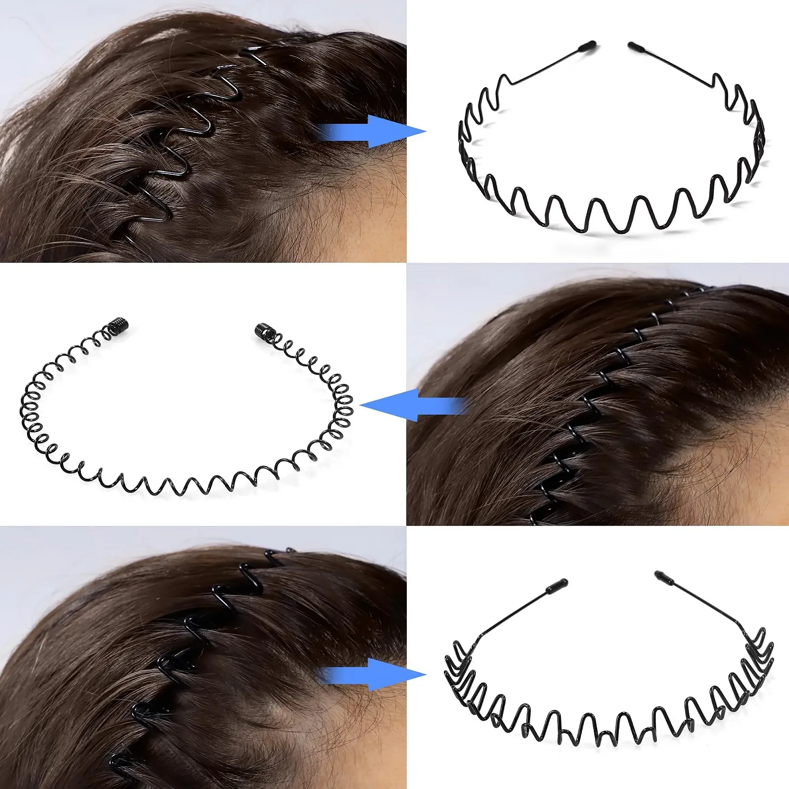 Набір з 6 металевих хвилястих обручів для волосся, фото №5