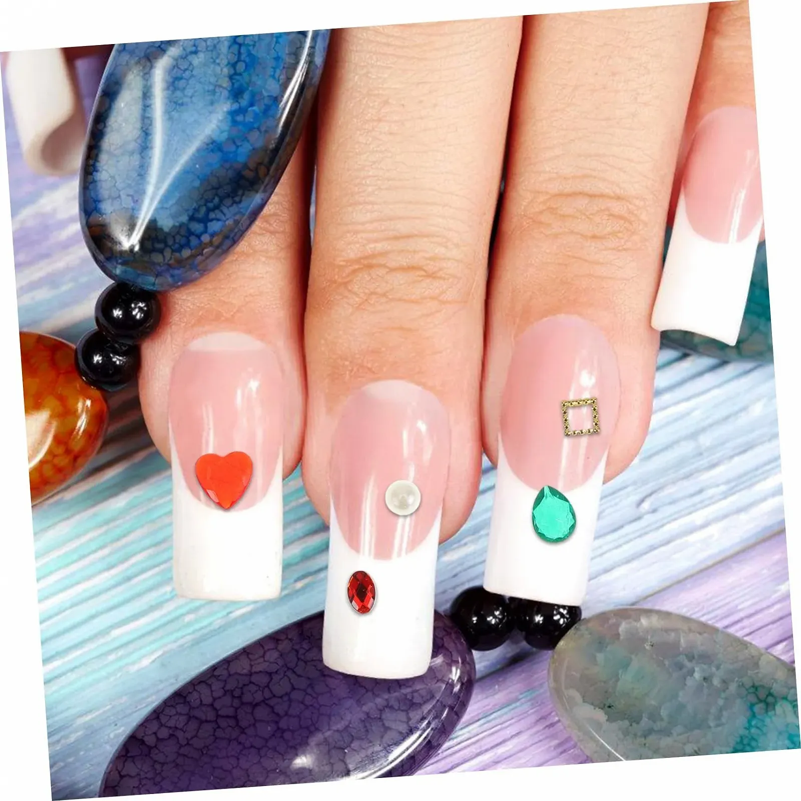 Стрази для манікюру в 6 коробках, 12 відділень, заклепки, скляні стрази для декорування нігтів, фото №5