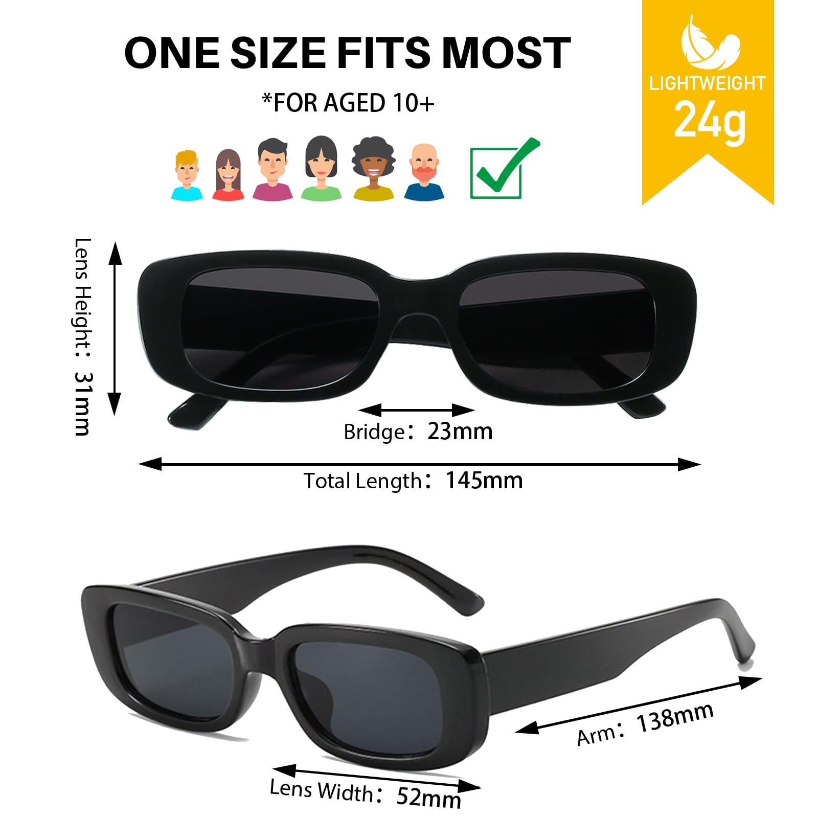 Сонцезахисні окуляри Dwenarry Прямокутні Вінтажні Вечірні 4 шт, фото №3