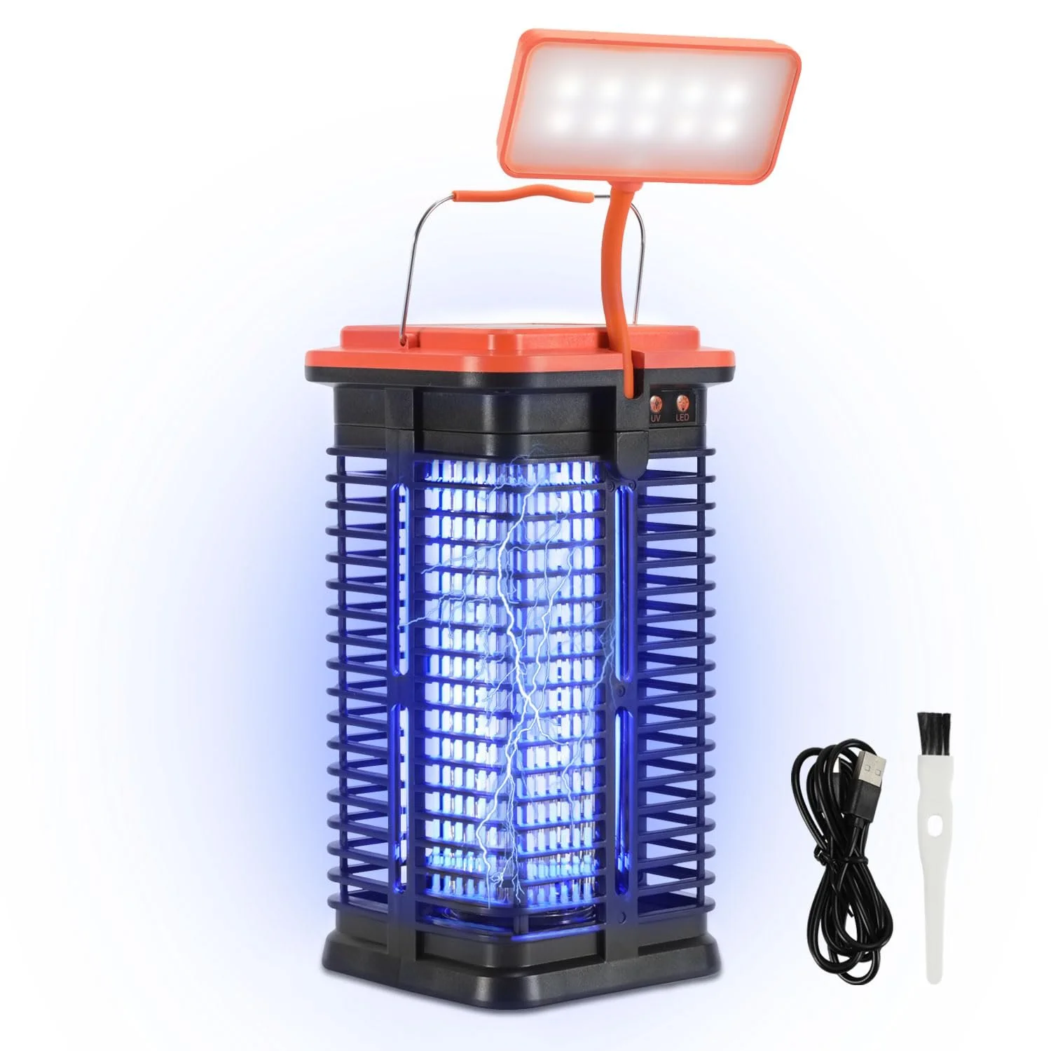 Уничтожитель насекомых электрический Mosquito Lamp солнечный 365 нм UV 1500 В LED подсвека, фото №1