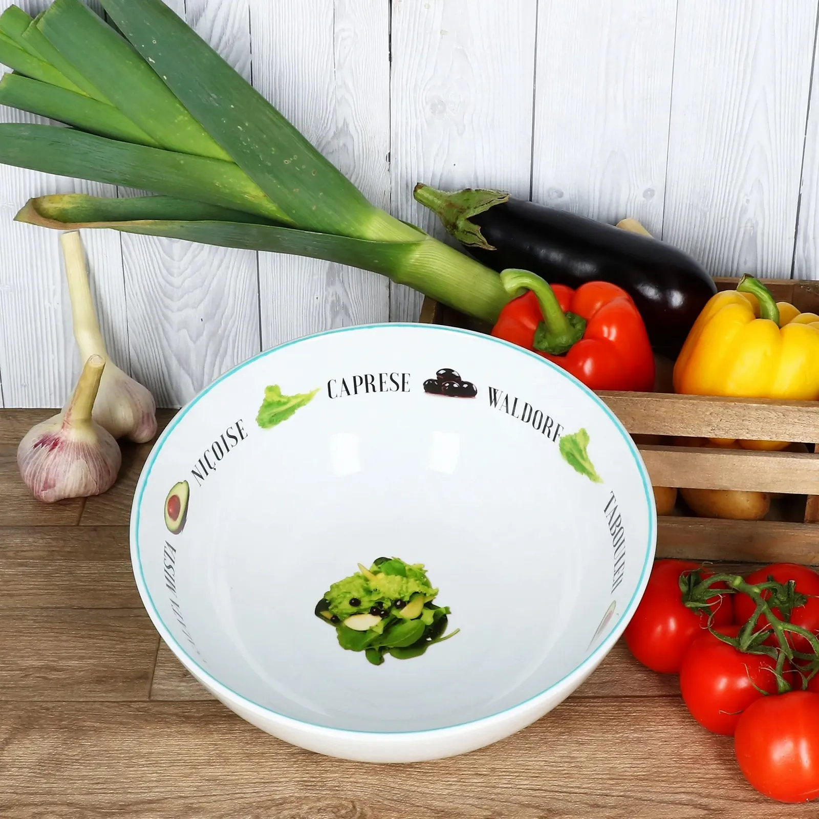 Миска Салатная MamboCat 26.5 см, 2.5 литра, Декоративная большая фарфоровая миска, фото №3