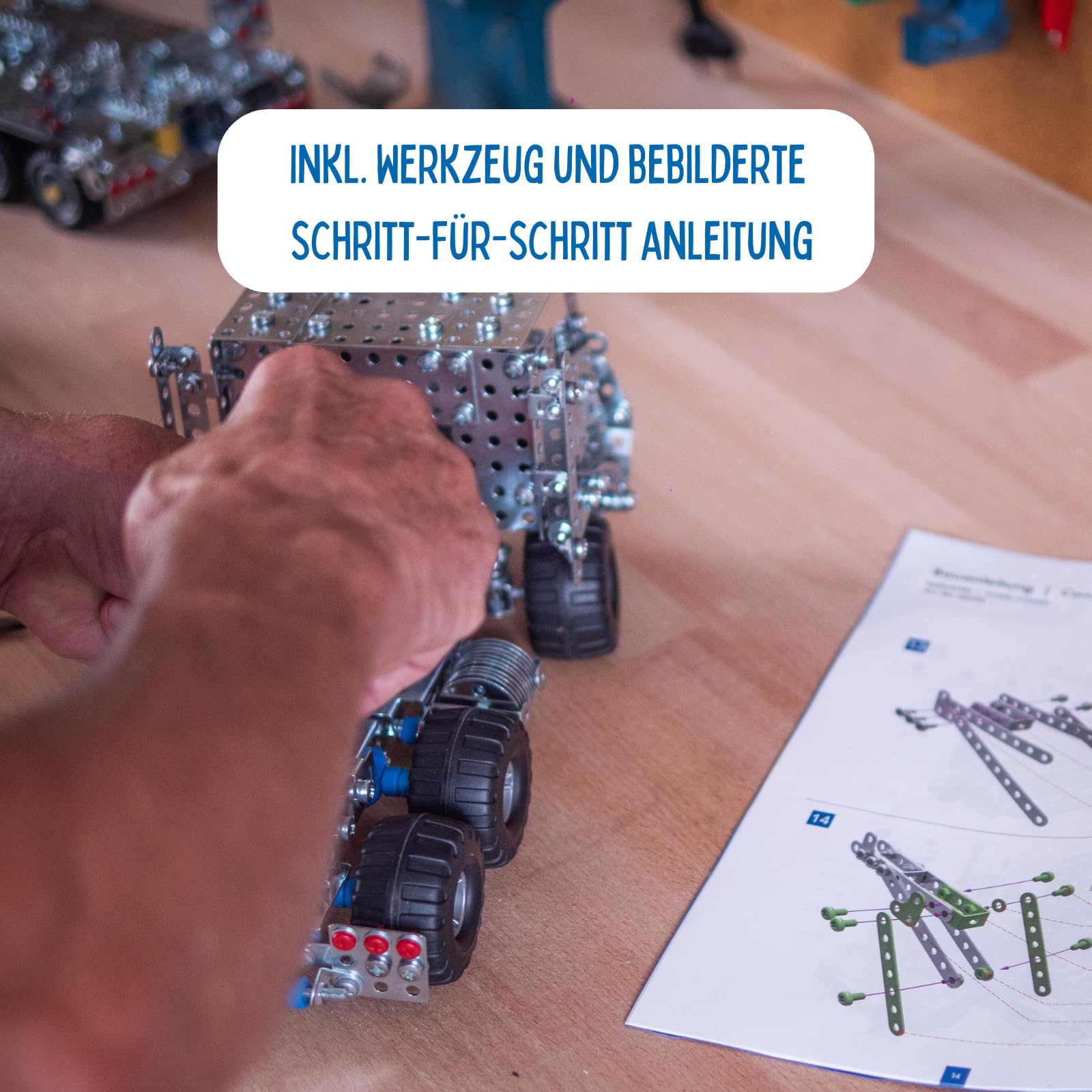 Металевий набір для будівництва Eitech 00331 - вантажівка з причепом, набір моделі з 2180 деталей, вантажівка приблизно 90 см, фото №4