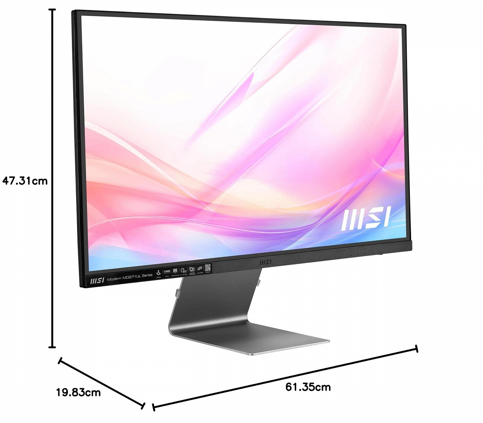 Монитор MSI Modern MD271ULDE 27 дюймов (69 см) Плоский LED UHD (3840 x 2160) IPS USB-C 65 Вт 60 Гц 16:9 Адаптивная Синхронизация Серый, фото №7