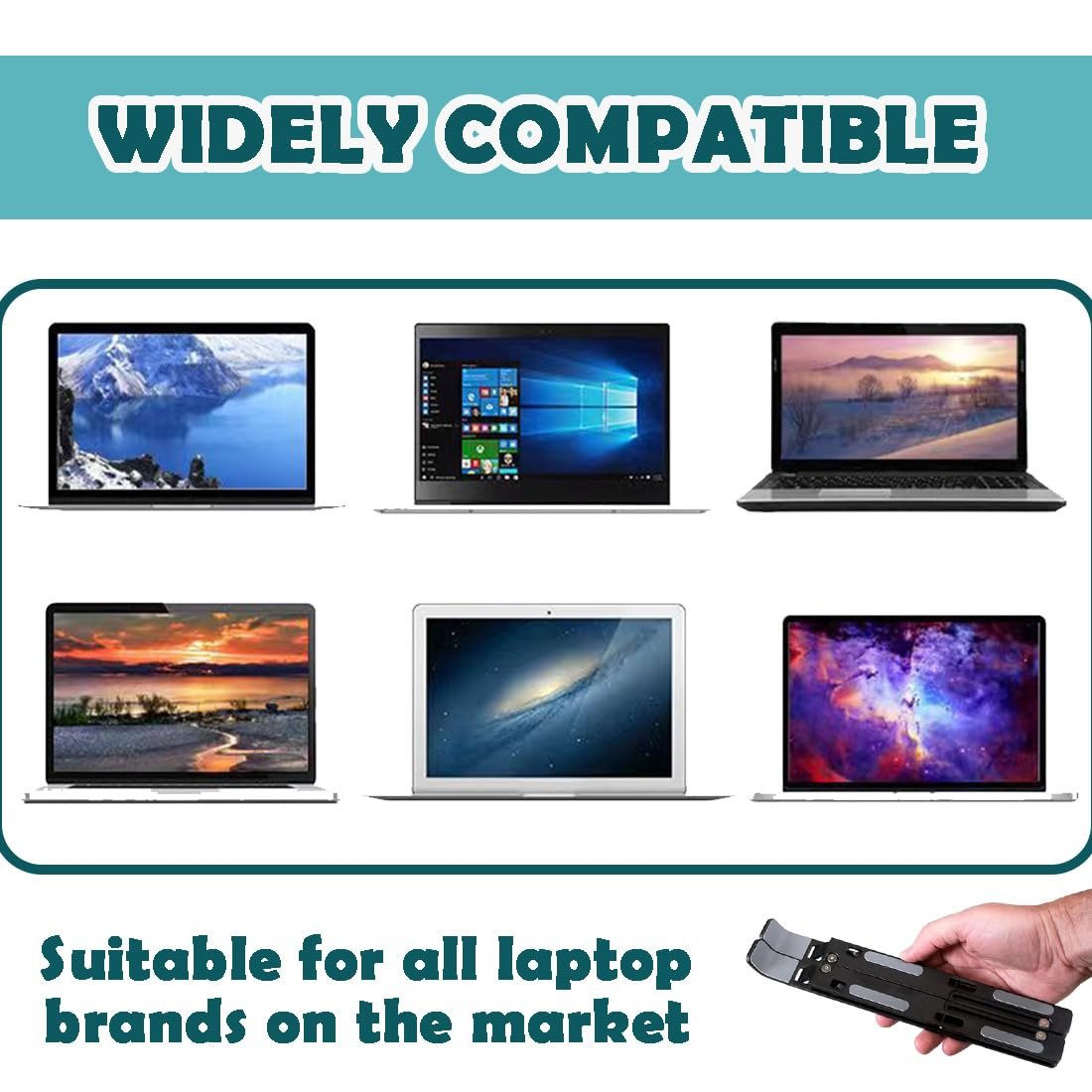 Підставка для ноутбука з 8 регульованими рівнями, нековзна з пластику та силікону, сумісна з Air Pro, HP, 10 - 15.6 дюймів, фото №6