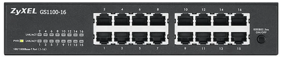 Коммутатор Zyxel GS1100-16/16 портов 10/100/1000 Мбит/с / Неуправляемый / Гигабитный / Безвентиляторный / Черный, фото №2