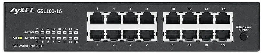 Коммутатор Zyxel GS1100-16/16 портов 10/100/1000 Мбит/с / Неуправляемый / Гигабитный / Безвентиляторный / Черный, фото №2