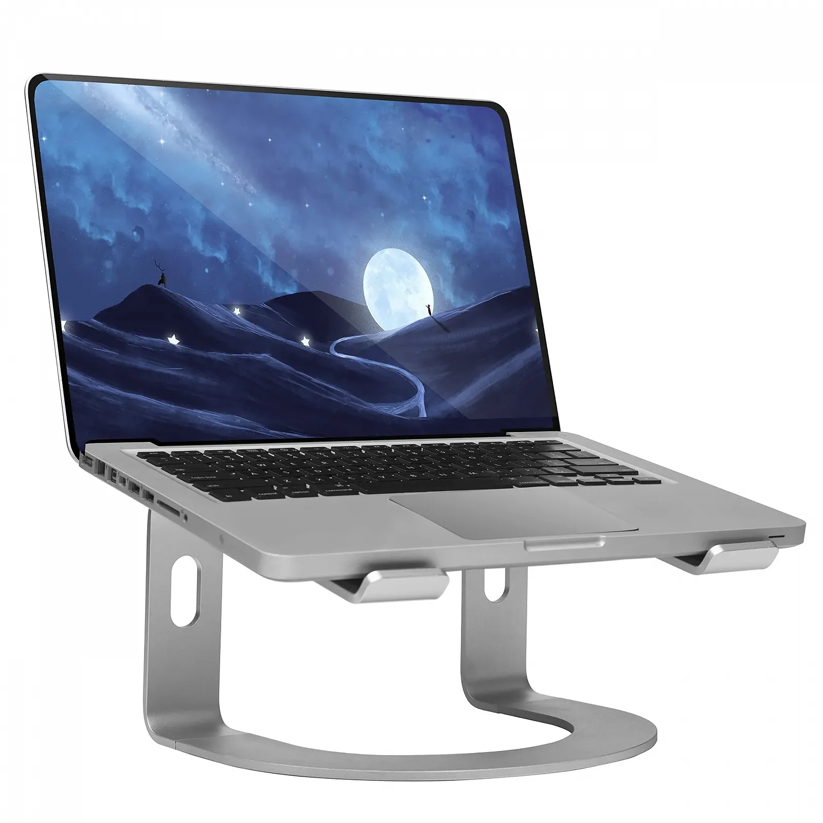 Підставка для ноутбука Konsol: Знімна з вентиляцією, портативна сумісна з ноутбуками 10-15,9 дюймів MacBook, HP, Dell, Lenovo, Samsung, Acer, Huawei Срібляста вигнута, фото №1