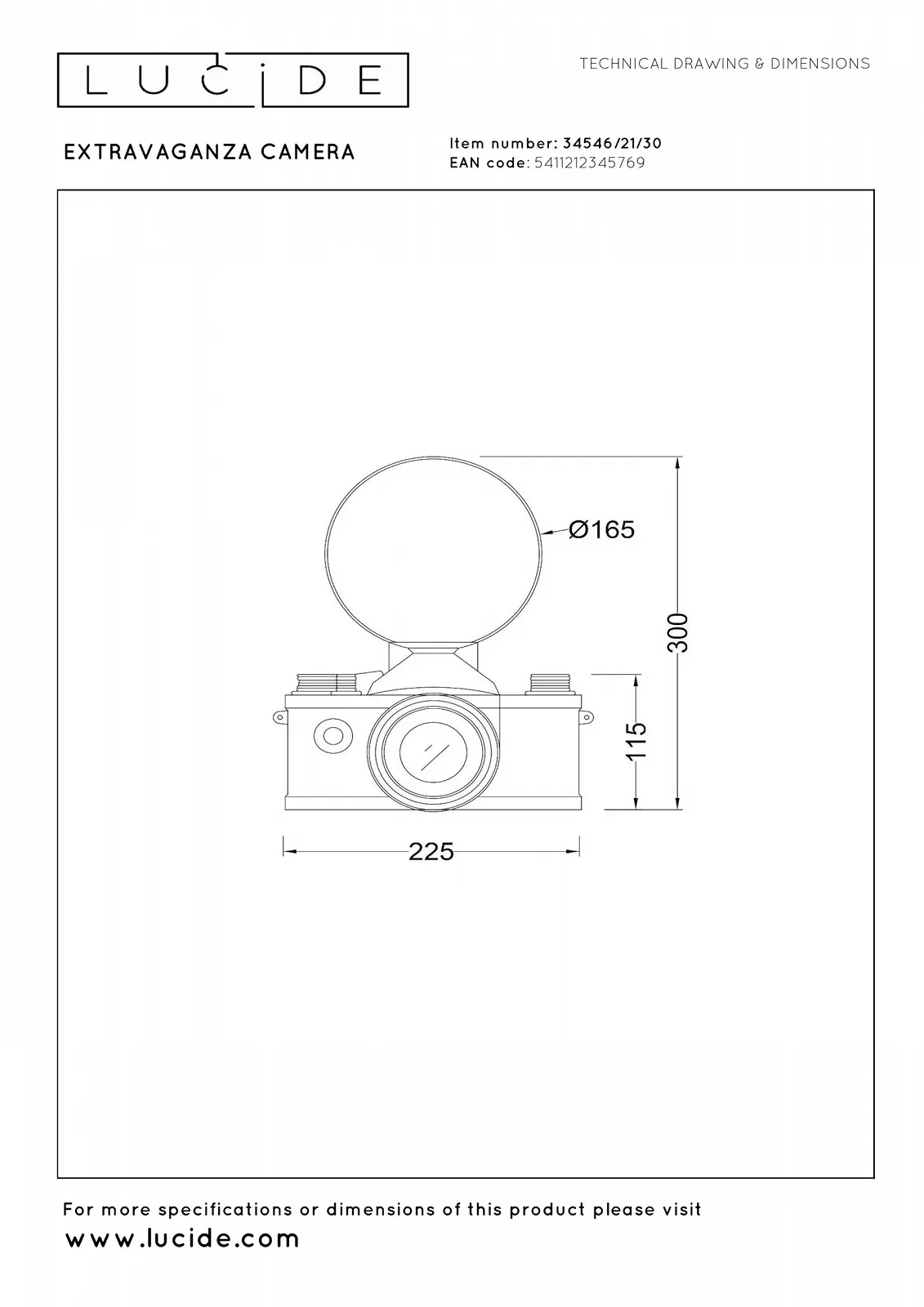 Настільна лампа LUCIDE Extravaganza Camera 1 x E14 Black, фото №7