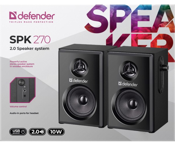 Акустична система 2.0 Defender SPK-270 10Вт чорна пластик USB, фото №7