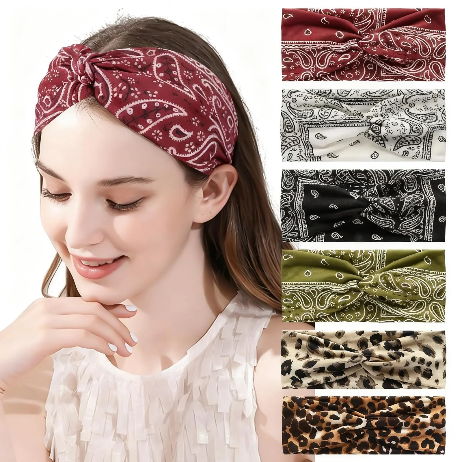 Набір пов'язок на голову жіночих Богемних широких, фото №1 Набір пов'язок на голову жіночих Богемних широких, фото №1