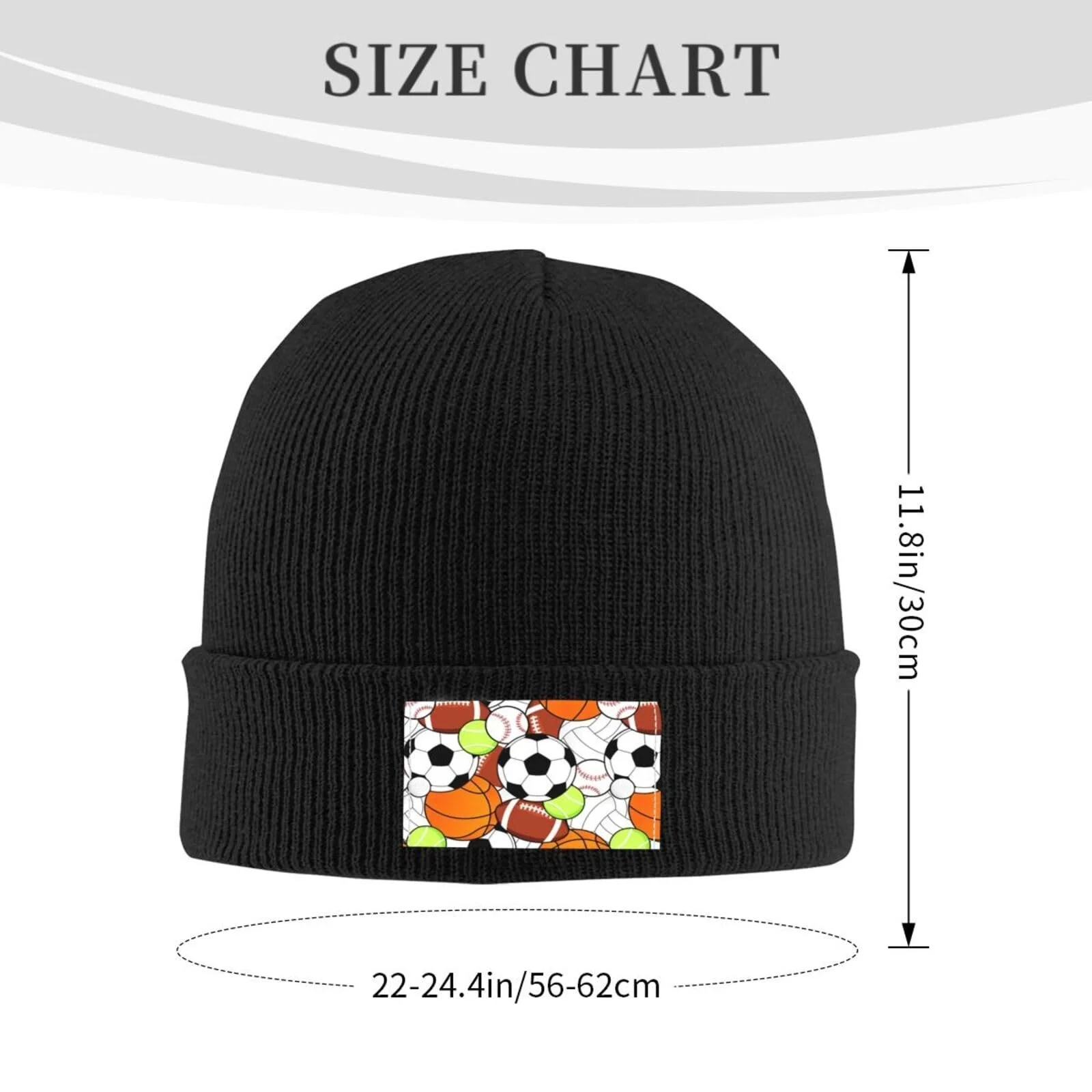 Шапка-бини JBYJBX Спортивный мяч, принт, осень-зима, повседневная, для активного отдыха, лыжная, вязаная, фото №3