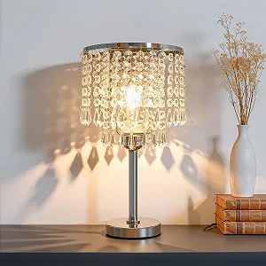 Настільна лампа кришталева з круглою основою декоративна біла - Фото 1