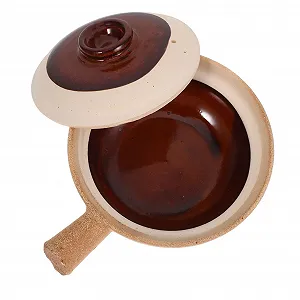 Горшок VALICLUD терракотовый керамический с крышкой для духовки супов и тушения компактный - Фото 1