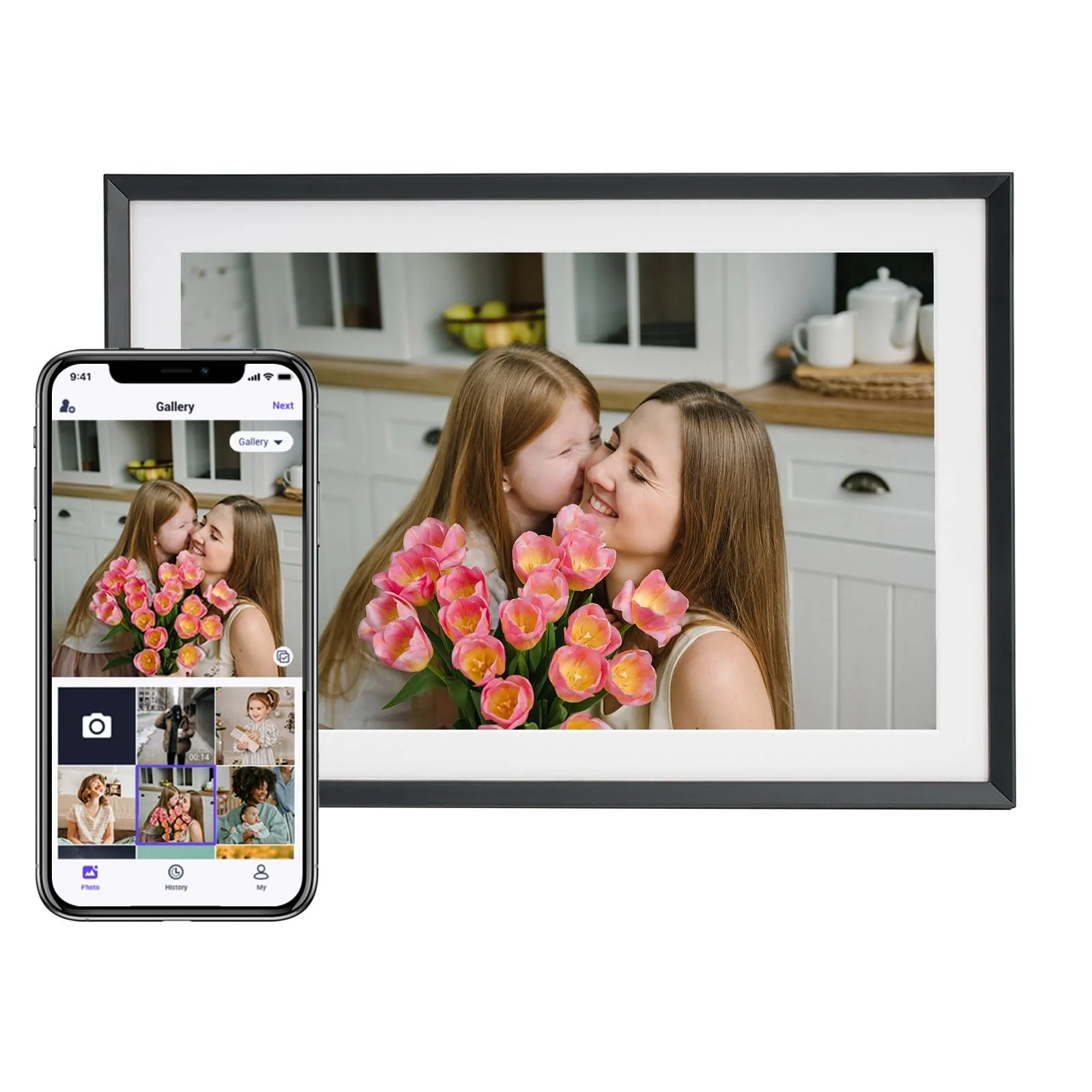 Цифровая фоторамка Euphro 10.1 дюйма 32 GB 1280 x 800 IPS Сенсорный экран USB-C, фото №1