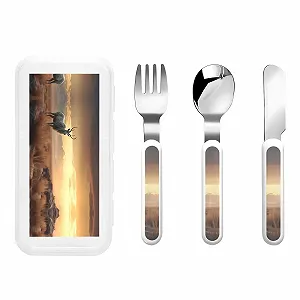 Дитячий набір столових приборів з малюнком «Самотні тварини» - Фото 1