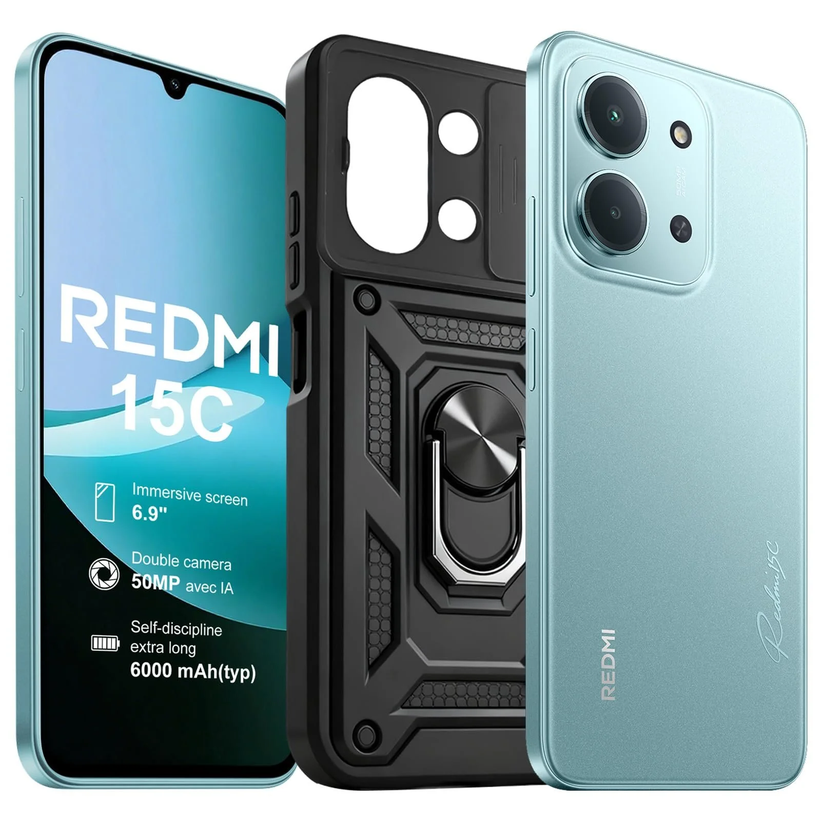 Смартфон XIAOMI Redmi 15C 4 GB / 128 GB 6.9 дюйма 120 Hz 50 MP Dual Camera 6000 мАг М’ятний зелений (з чохлом, без адаптера живлення), фото №1