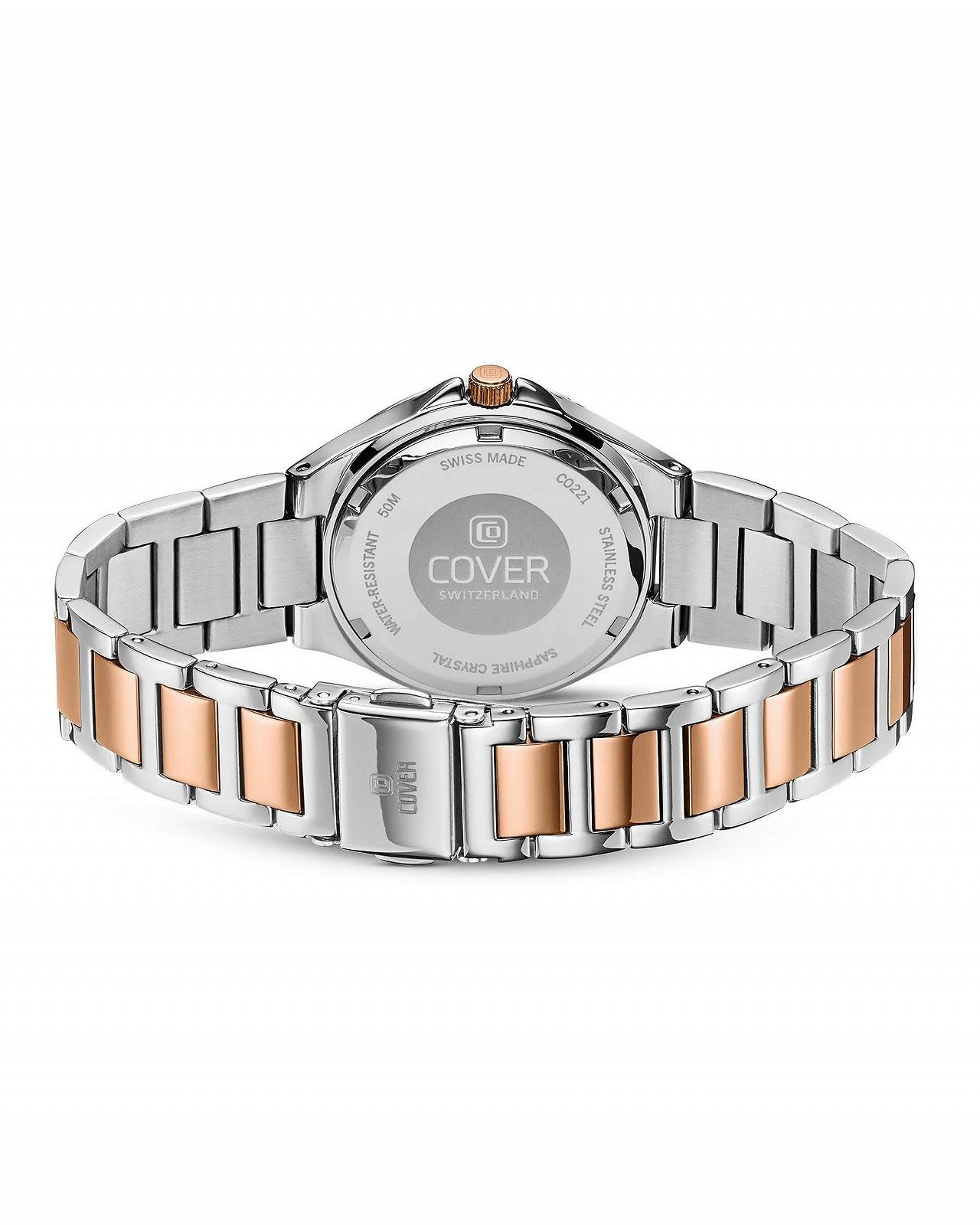 Женские часы COVER Cardea Crystal CO221, ремешок из нержавеющей стали, сапфировое стекло, 5 ATM, 12 кристаллов, фото №4