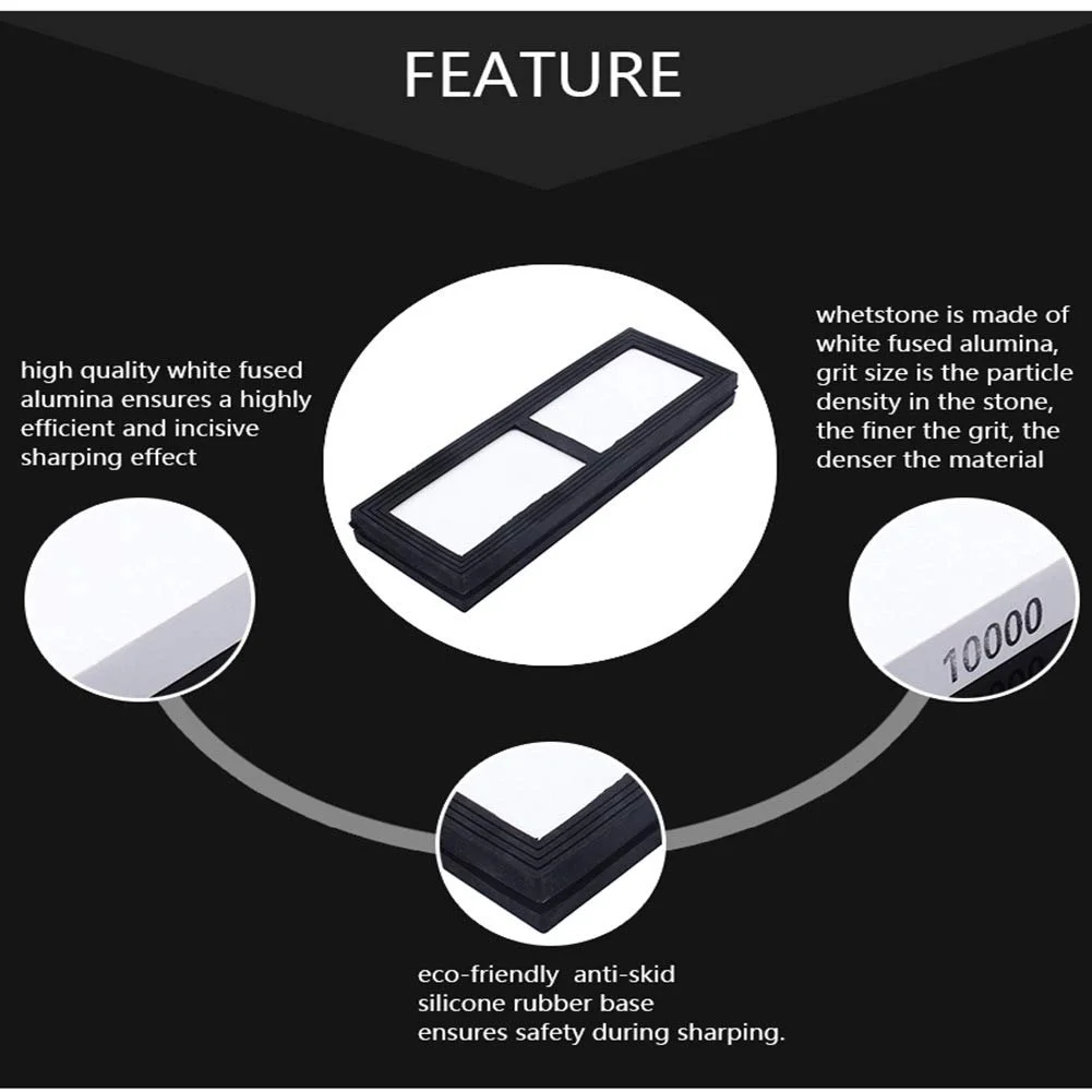 Точильний камінь водний 10000 Grit двосторонній з білого корунду, фото №4