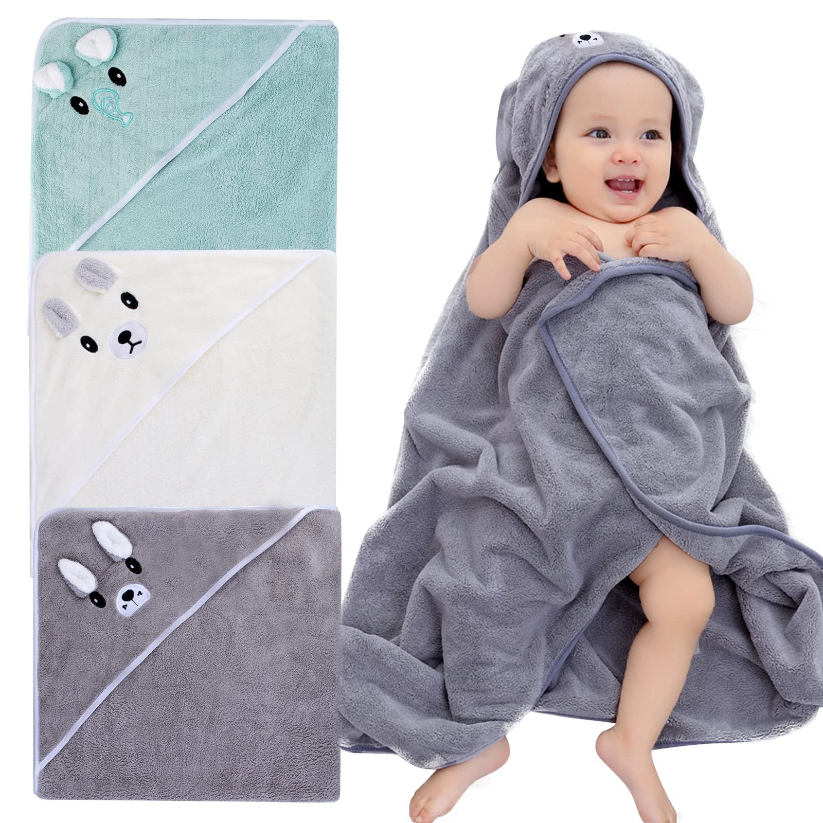 Полотенце с капюшоном для малышей 80 x 80 см, 3 шт., фото №1