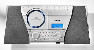 Музичний центр Karcher MC 6550N з CD-програвачем та касетною декою, вертикальна стереосистема, FM-радіо, будильник, сріблястий synthetic.ua - Фото 1
