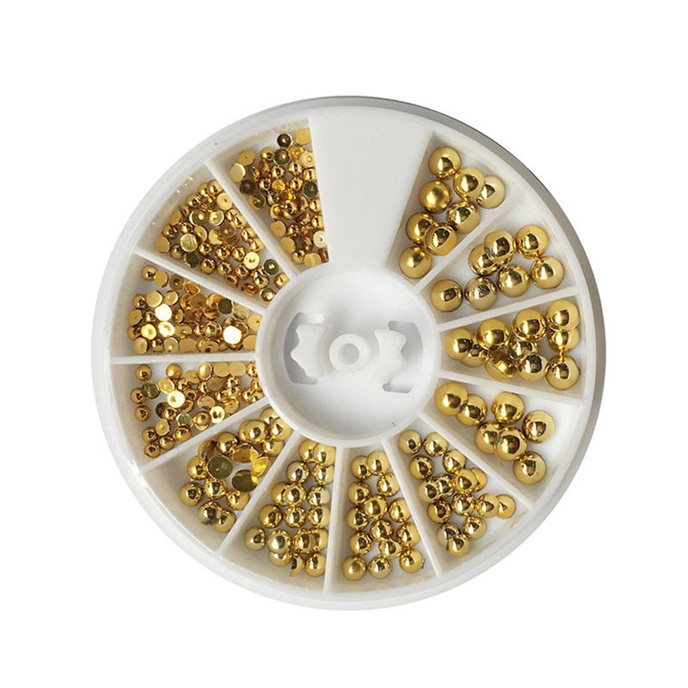 Украшения для ногтей 3D Золото Микс 2/3/4 мм Стразы Плоские бусины, фото №5