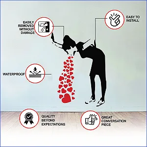 Наклейка на стіну Banksy Love Sick Girl with Hearts 63 x 47 см synthetic.ua - Фото 1