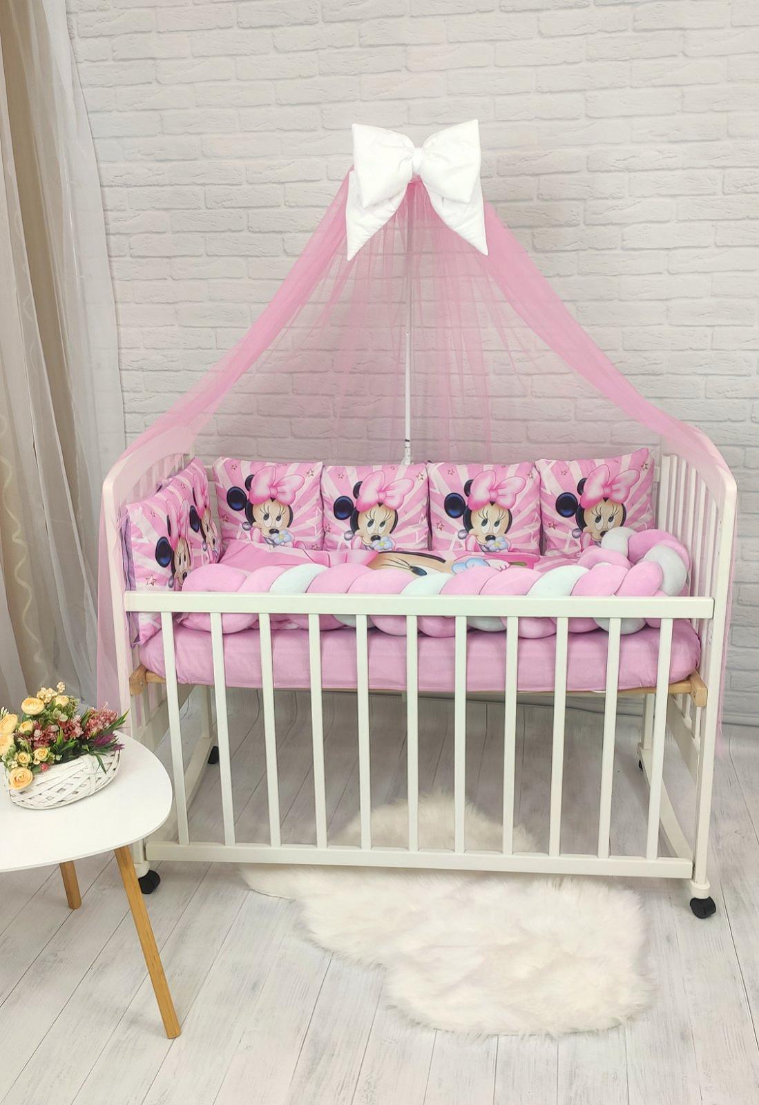 Дитяче постільна ліжечко з балдахіном Акварель Міні Маус (В02511), фото №3
