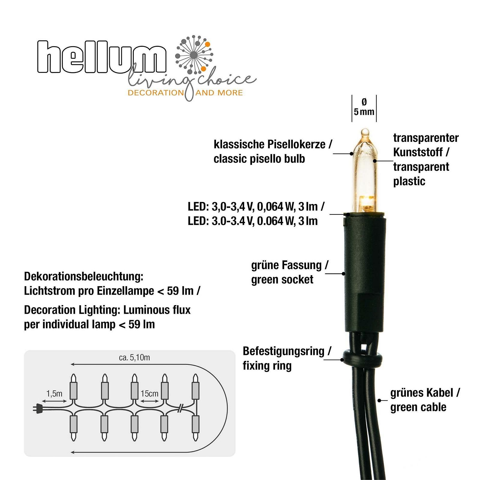 Гирлянда hellum 35 LED Теплый белый, для помещений, длина 5,10 м, кабель 2 x 1,5 м, фото №3